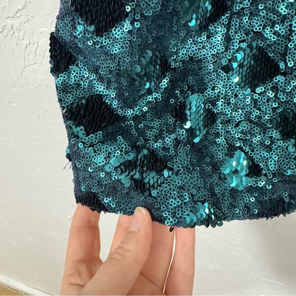 Zara Green Sequined Ruffled Sleeve Mini Dress Blogger Favorite XS - Picture 9 of 11